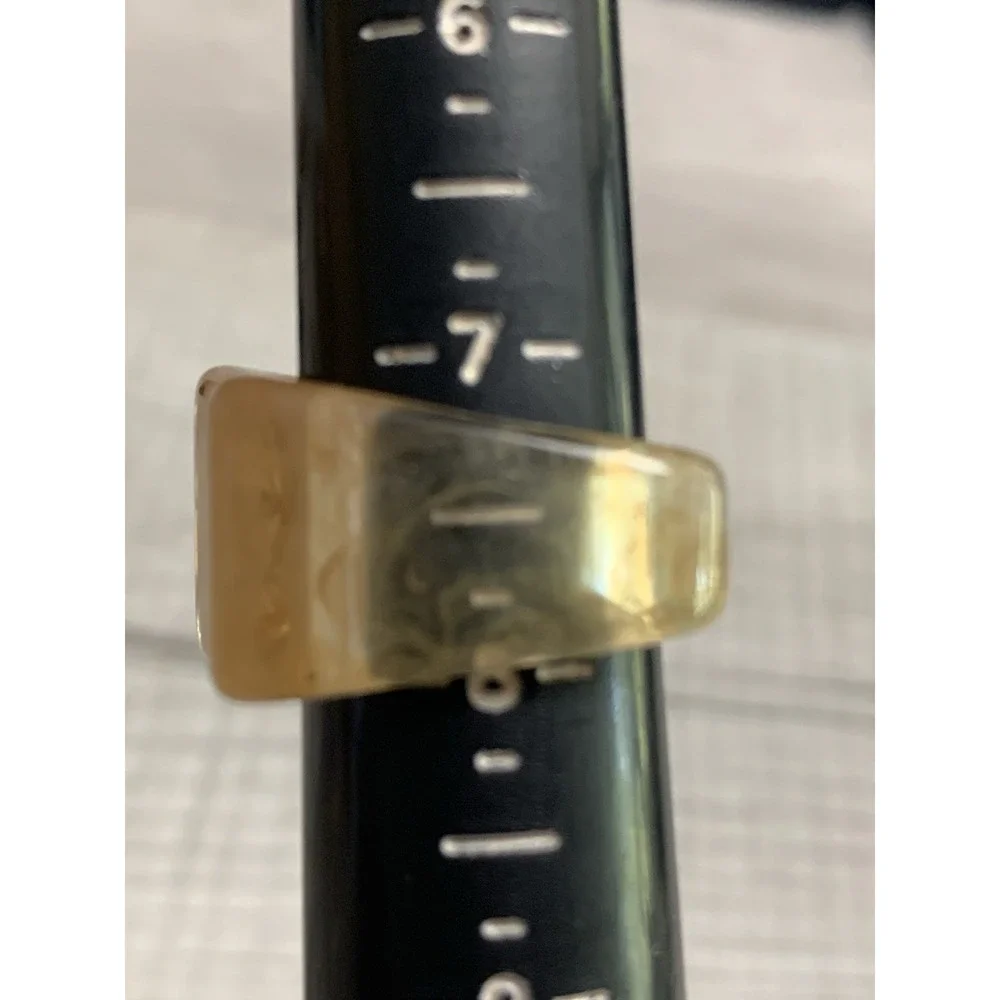 Colorful Acrylic Ring - Transparent Resin Geometric Tan Square Irregular Ring